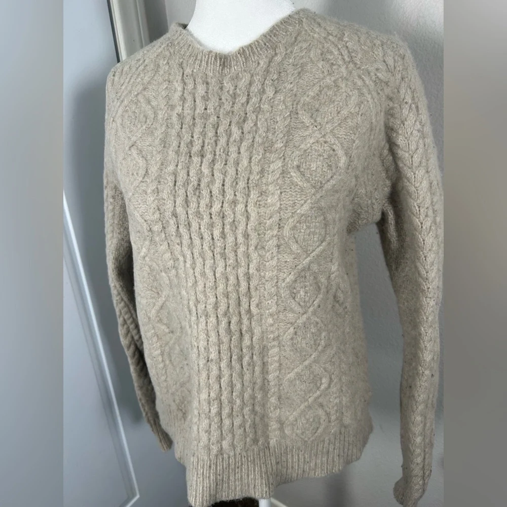 VTG Polo Country Ralph Lauren Cable-Knit Wool Pullover Sweater Sz L Oatmeal - Picture 6 of 14